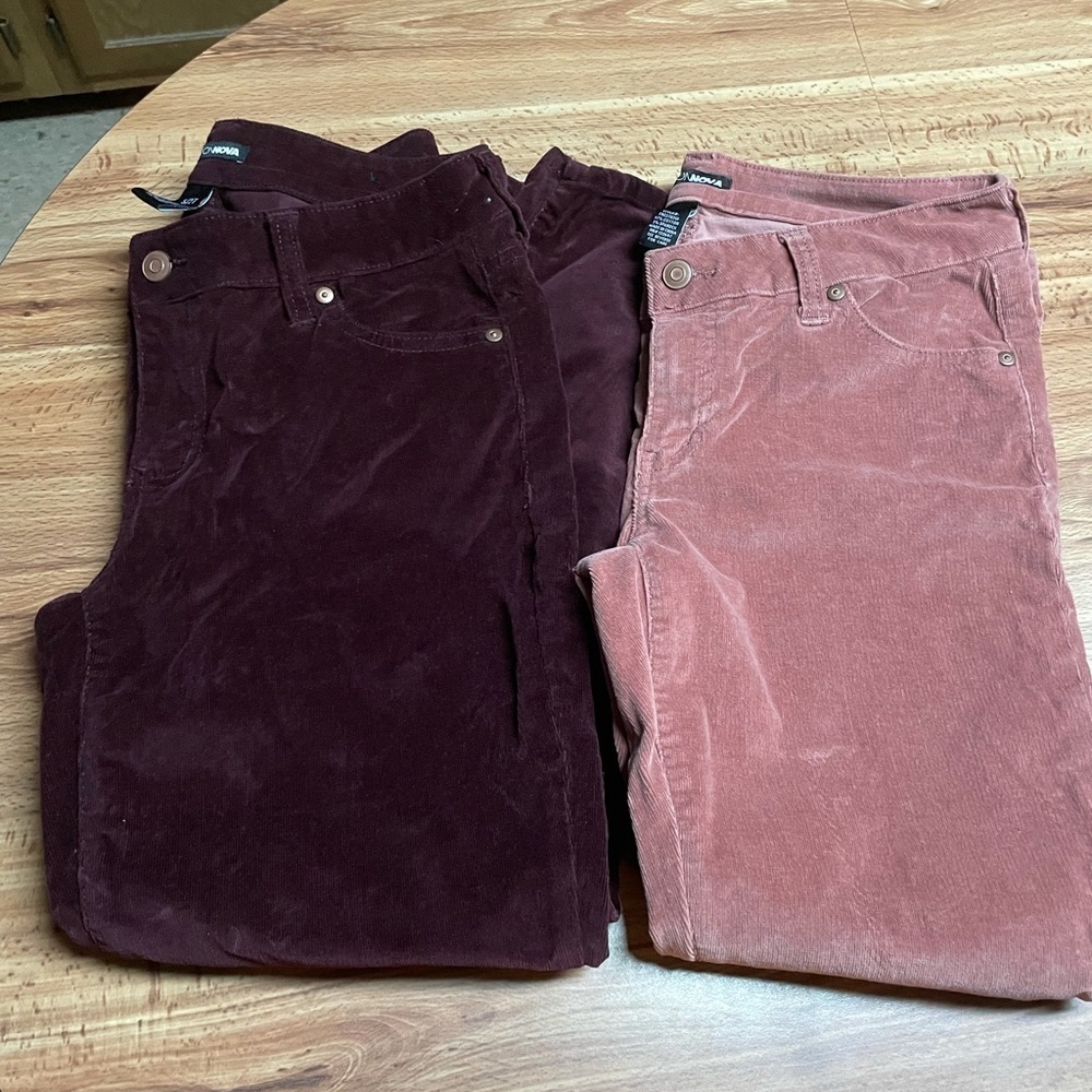 2 Women’s corduroy pants plum / dark purple & Blush Pink